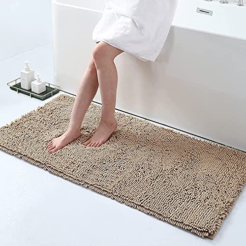 Homaxy rutschfeste Badematte Chenille Badezimmerteppich Mikrofaser Badteppich Saugfähige Hochflor...
