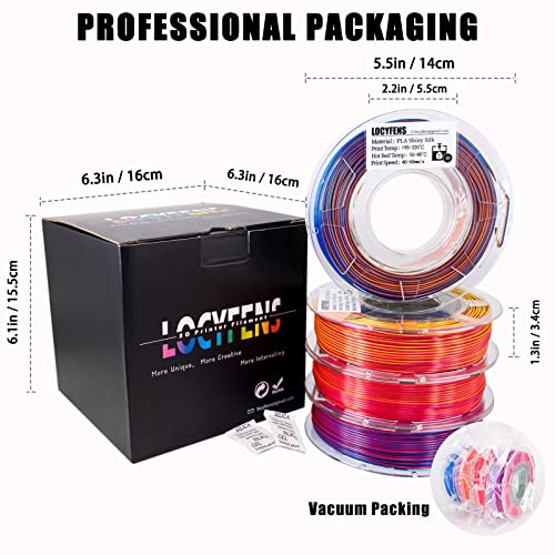 Image of 3D Printer Filament PLA, 3 in 1 Rainbow PLA Filament 1.75mm + /-0.02mm, High-Speed Printing Silk PLA Tri Color Filament, Fit to AMS, Coextrusion 3D Filament Bundle 200g x 4 Spools