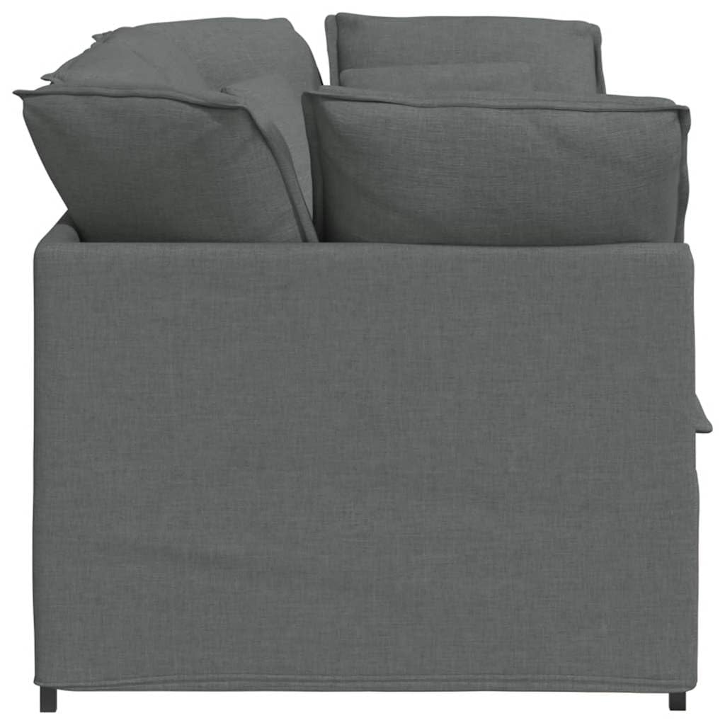 Modułowa sofa z poduszkami, ciemnoszara, 200 x 100 cm, zestaw tapicerowany z wypełnieniem piankowym, narożnik dwuosobowy z wytrzymałą metalową ramą, idealna do salonu