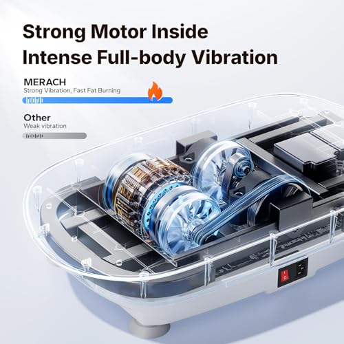 Image of MERACH Vibration Plate Exercise Machine, Curved Vibration Plate for Lymphatic Drainage Weight Loss, Vibrating Plate with Real-Time Calorie Tracking on LED Display, Workout Equipment for Home Women Men