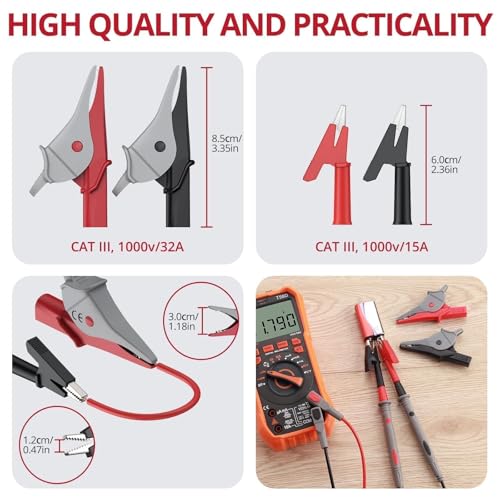 Image of BINTA 25-Piece Silicone Multimeter Leads Kit for Electricians & DIY Users, Professional Test Leads with Replaceable Probes, Alligator Clips & Tweezer for Industrial Automotive Home Electrical Testing
