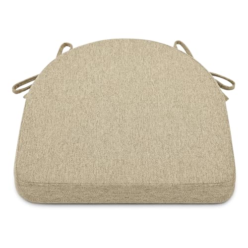 Shinnwa Dining Chair Cushions, Non-Slip Kitchen Chair Cushions with Ties and Machine Washable Cover, 17 x 16.5 x 2in, Natural Linen