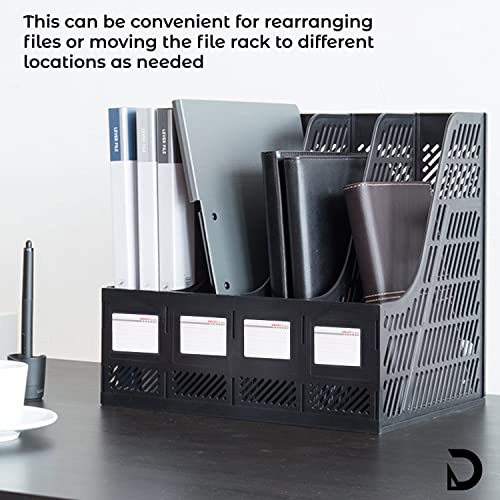 Image of DaKos Multipurpose Plastic 4 Compartments File Rack Paper Holder Desktop, File Holders Organizer Box (Black)