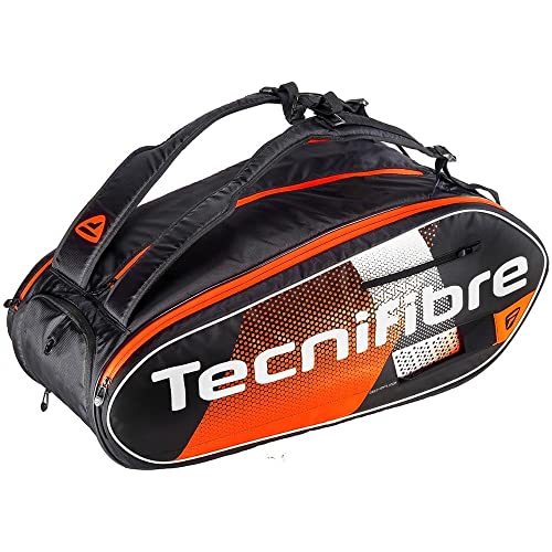 Tecnifibre AIR Endurance 12R Sac de Tennis Adulte Unisexe, Noir/Orange, pour 12 Raquettes