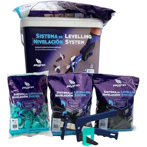 Peygran Tile Leveling System Super KITIncludes Pliers/Tool, 400 Clips, 200 Wedges and Handy, Durable Bucket. (1/16" (2mm)) Cover