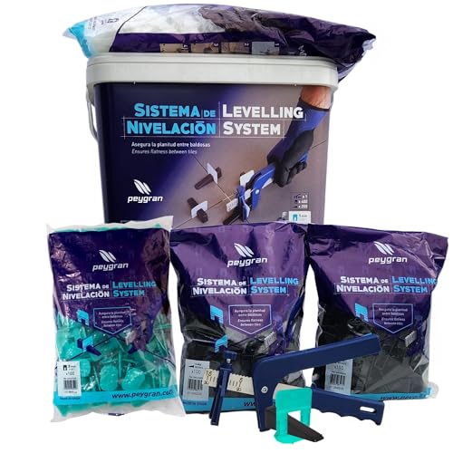 Sistema de nivelación Peygran 1mm, Kit 400 clips 200 cuñas 1 alicate metálico.