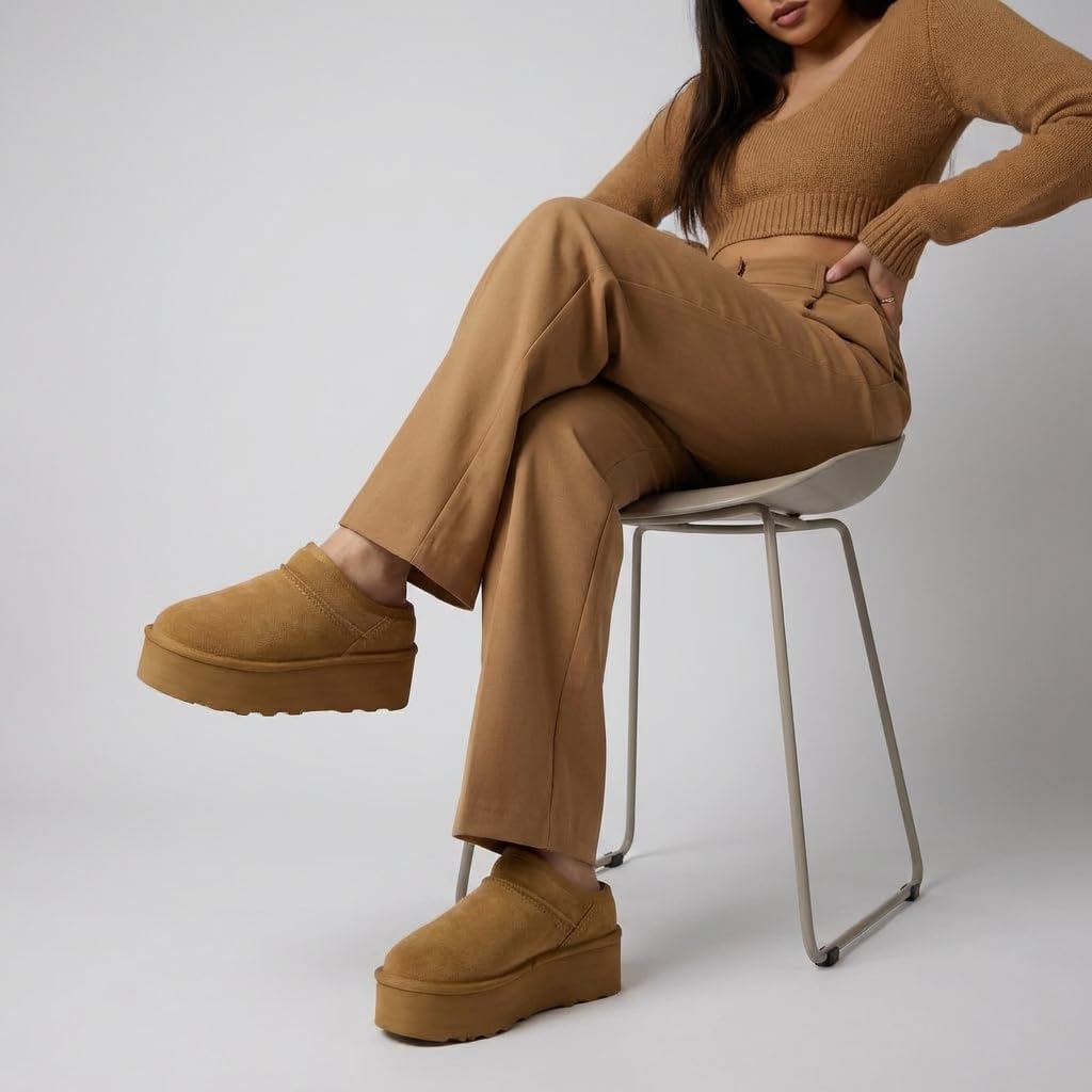 CUSHIONAIRE Huggy-2 Platform Slippers for Women, Cozy Genuine Suede Slip-On Ankle Boots for Indoor Outdoor Wear, Womens Slippers - Image 8