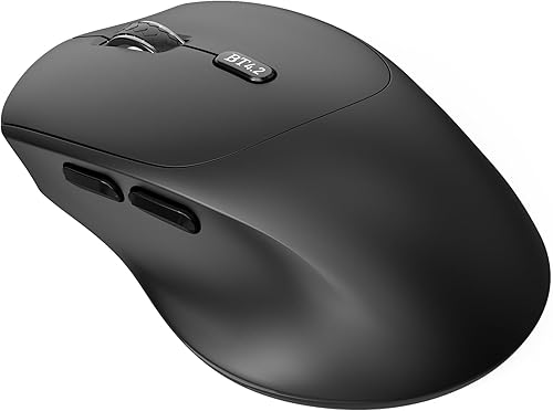 Ratón silencioso Bluetooth, mouse ergonómico para computadora con botones laterales, ratones silenciosos BT4.2 sin receptor USB, batería de 18