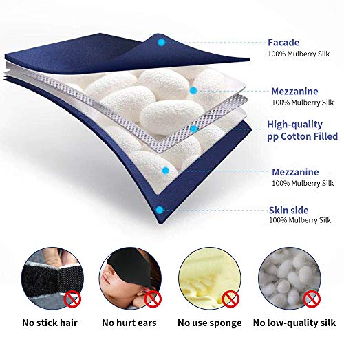 Sleep Mask,Silk Eye Mask for Sleeping Women/Men/Girls,19 Momme Both Sides 100% Pure Mulberry Silk Blackout Anti-Allergy Blindfold with Elastic Strap for Night,Travel,Nap,Meditation (Baby Blue) - Image 6