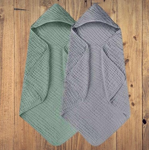 Image of Generic Baby Towels For New Born Baby 32x32 inch Baby Bath Towels with HODD For Babies 100% MUSLIN Cotton infant and toddlers Two Amazing Pack in each UNISEX Baby Bathrobe SOFT AND ABSERBENT