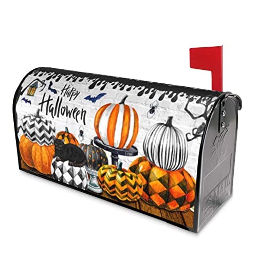 Image of Halloween Mailbox Cover Fall Pumpkin Decorative Mail Box Covers Magnetic Halloween Mailbox Post Cover Home Garden Decor Outdoor Standard Size 18 X 21inch