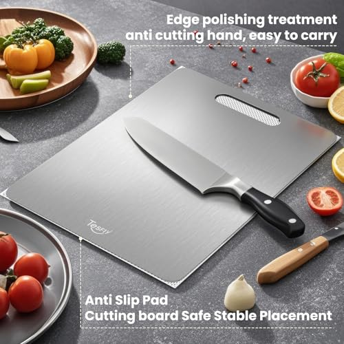 Image of 3 Pack Titanium Cutting Board-100% Pure Titanium Cutting Boards For Kitche,Easy to clean,Double-sided food-grade Cutting Board For Cutting Meats, Fruits And Vegetables,PW3