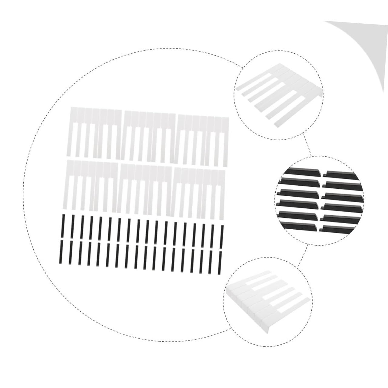 Tasti per Pianoforte 88 Pezzi, Ricambio e Riparazione | Acrilico e Plastica, Colore Bianco, Set Pratico per Manutenzione, 88 Elementi