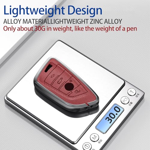 Image of Car Key Fob Shell Cover Compatible with BMW | for 2 3 5 6 7 8 Series X1 X2 X3 X4 X5 X6 X7 Z4,Metal Case Protection with Premium Leather(Bordeaux Red)