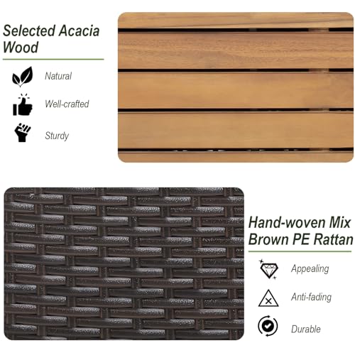 GiantexUK 170L Garden Storage Box, Waterproof PE Rattan Outdoor Storage Bench with Acacia Wood Sit-on Lid, Zippered Liner & Gas Struts, Utility Chest Container for Patio Poolside Cushions Tools Toys 3 GiantexUK 170L Garden Storage Box, Waterproof PE Rattan Outdoor Storage Bench with Acacia Wood Sit-on Lid, Zippered Liner & Gas Struts, Utility Chest Container for Patio Poolside Cushions Tools Toys - Image 3