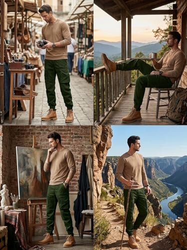 Image of Leriya Fashion Men's Cargo Pants with Pockets | Cotton Joggers for Men | 6 Pocket Jeans Pant | Casual Trousers for Men | Comfortable Casual Workwear Joggers