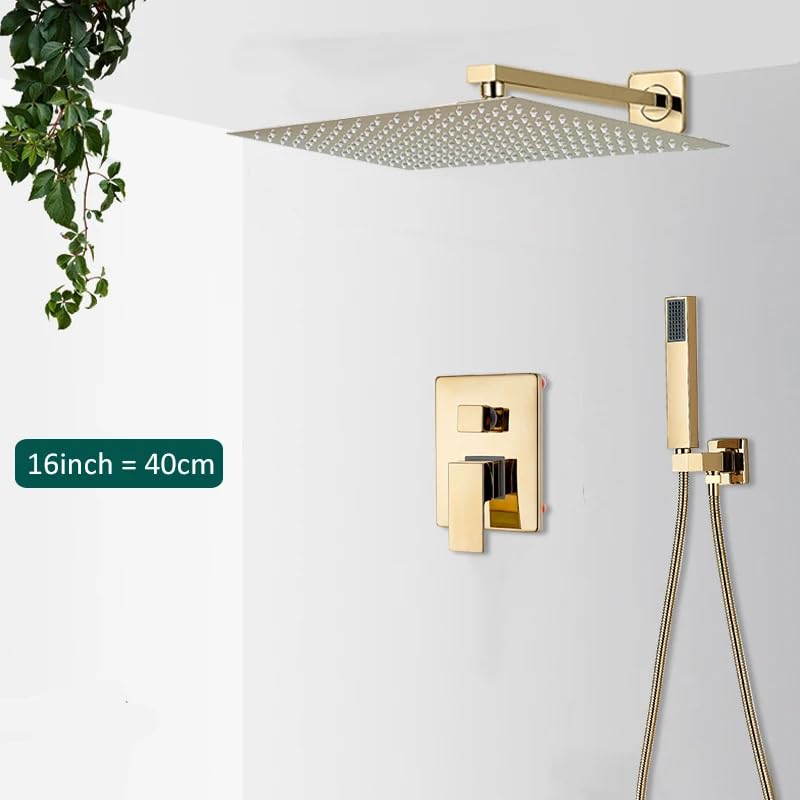 Ensemble de pluie douche gold et robinet mitigeur encastrable - 3