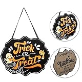 OurWarm Halloween Door Sign Burlap Door Hanger, Double Sided Hanging Sign Decor for Haunted House Home Office School Outdoor Halloween Decorations Trick OR Treat & Welcome