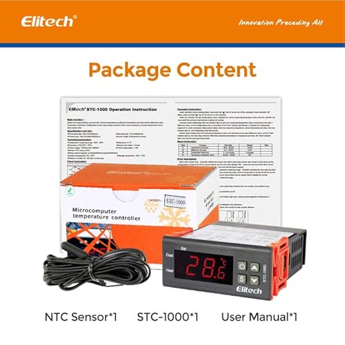 Elitech Stc-1000 Temperature Controller Origin Digital 110V Centigrade Thermostat 2 Relays #TOP6