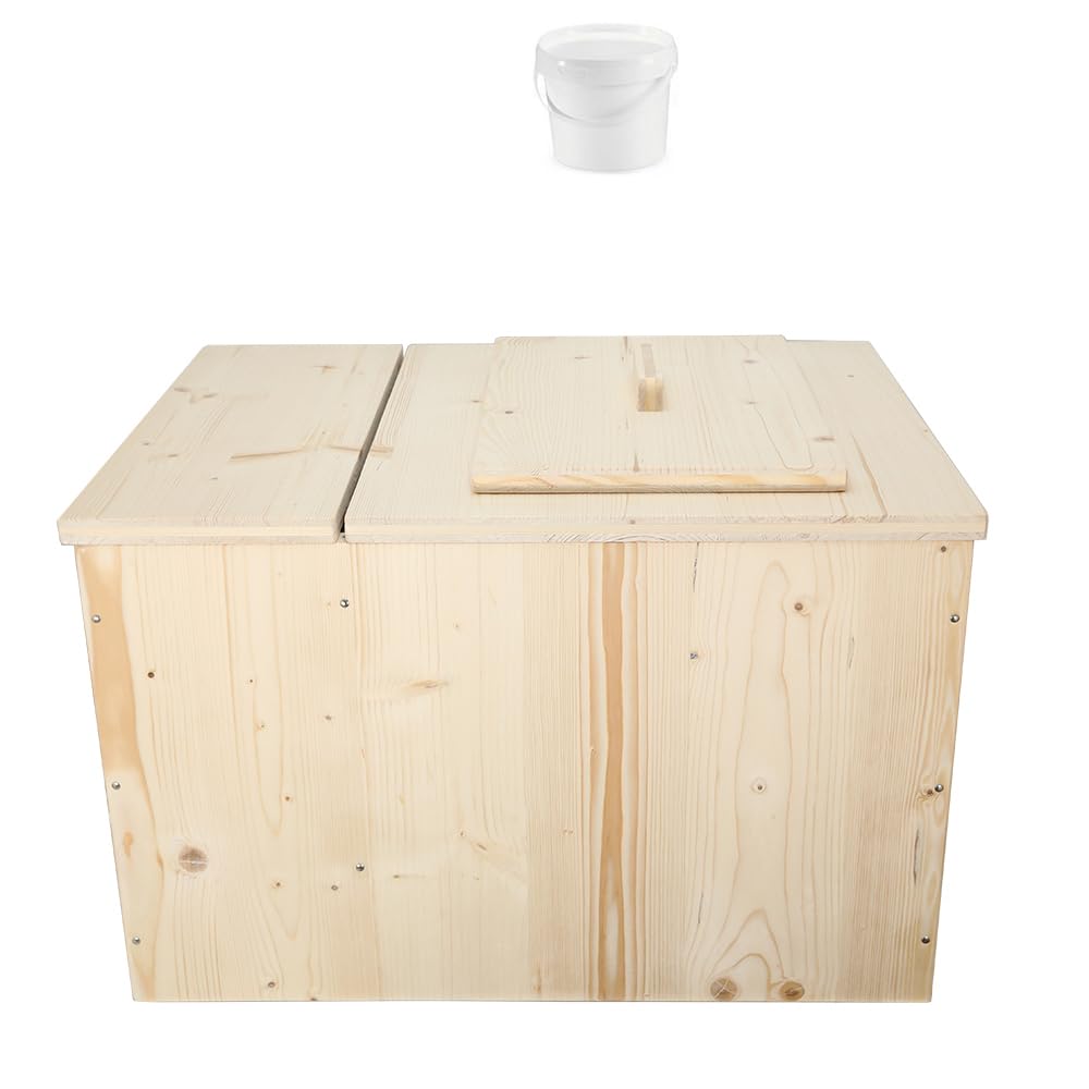Toilette sèche avec bac à copeaux de bois, livré avec seau 20L - Fabrication artisanale Française - N2