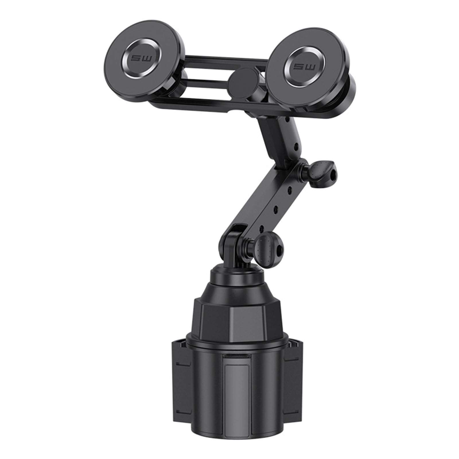 Supporto per tazza da auto per 2 dispositivi con base girevole Supporto per auto a doppia testa adatto per 4 telefoni da 7,2 pollici Doppio supporto per tazza per telefono
