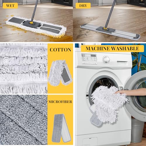 Masthome 3019 32'' Commercial Dust Mop, 60'' Adjustable Flat Mop With Long Handle, Industrial Dust Mop With 1 Cotton & 2 Microfiber Mop Pads For Hardwood, Tiles, Marble,Vinyl Plank Floors Cleaning thumb #5