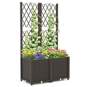 COSTWAY Blumenkasten mit Rankgitter