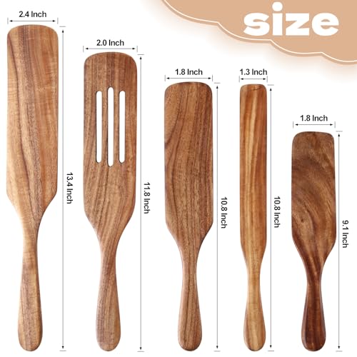 image for NIGILA 5Pcs Wooden Spoons Kit for Cooking Durable Acacia Wood Spurtles