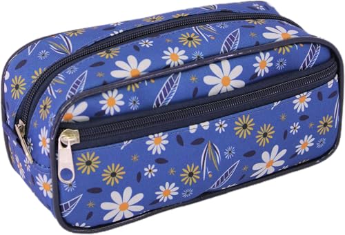 Estojo Escolar Feminino Ls Bolsas Margarida Azul Com 2 Divisões