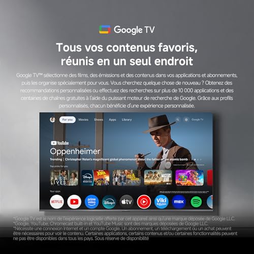 XIAOMI TV A Pro 55, 140 cm (55 Pouces), 4K UHD QLED, Smart TV, Google TV, Contrôle Vocal, HDR10+, Mode Game Boost 120Hz, MEMC, 2Go+8Go, Compatible avec Airplay & Google Cast