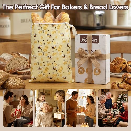 Beeswax Bread Bags for Sourdough, 2 Pack XL 13"x17" Fully-Open Zipper Bread Storage Bags for Homemade Bread & Boule, Washable Reusable Plastic-Free Bread Keeper - image 7