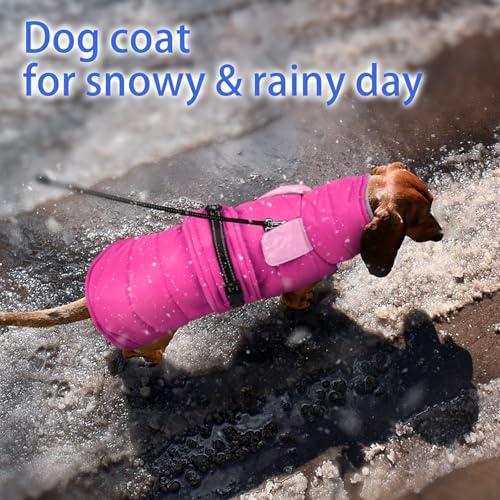 Image of MIGOHI Waterproof Dog Winter Coat - Thick Dog Fleece Jacket with Reflective Strips, Warm Winter Snowsuit Sweater for Small Dogs,Machine Washable,French Bulldog,M,Rosepink