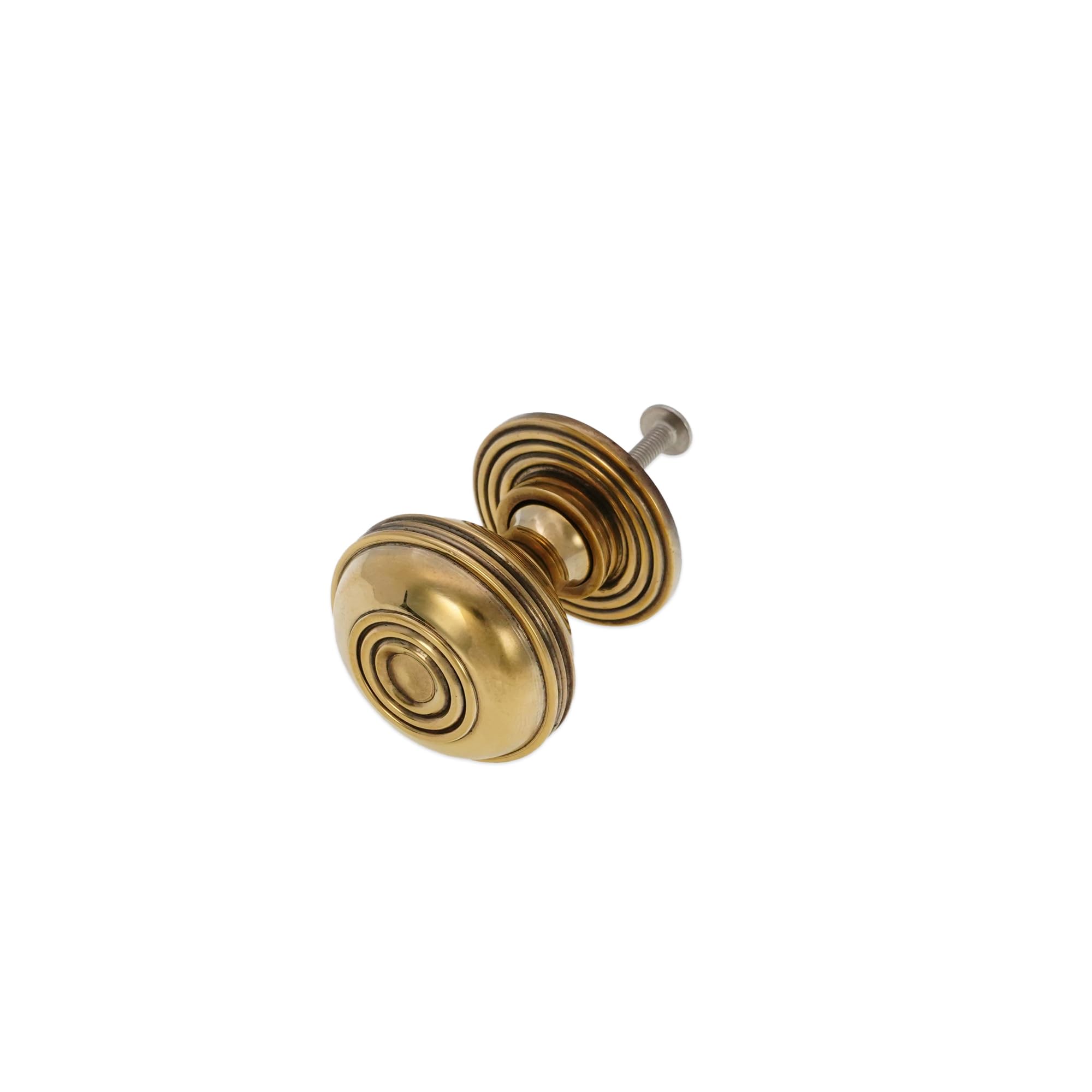 Infinity Decor Traditional Style Preston Reeded Solid Brass Cupboard Door Knob Aged Brass Pull Handle 38mm – Ideal for Drawer Cabinets Furniture Doors