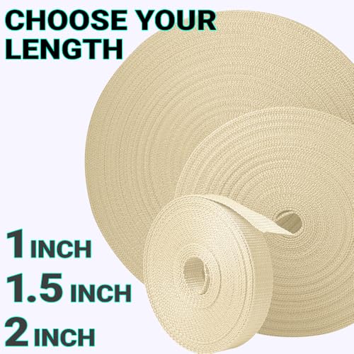 Image of TECEUM 3 /4 inch & 5 /8 inch & 1 inch & 1.5 inch & 2 inch Webbing - 10 25 50 Yards - 40+ Colors - Heavy Duty 1 Inch 1.5 Inch 2 Inch Backpack Straps - Webbing for Outdoors Indoors Crafting DIY