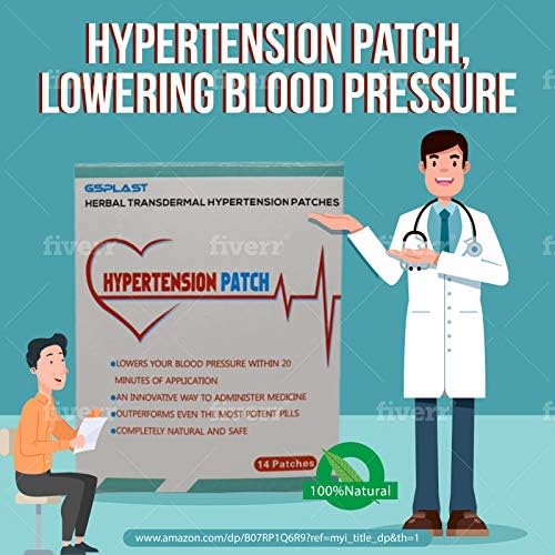 100% Natural Herbs Hypertension Patch, Lowering Blood Pressure 14 Patches (1 Box)