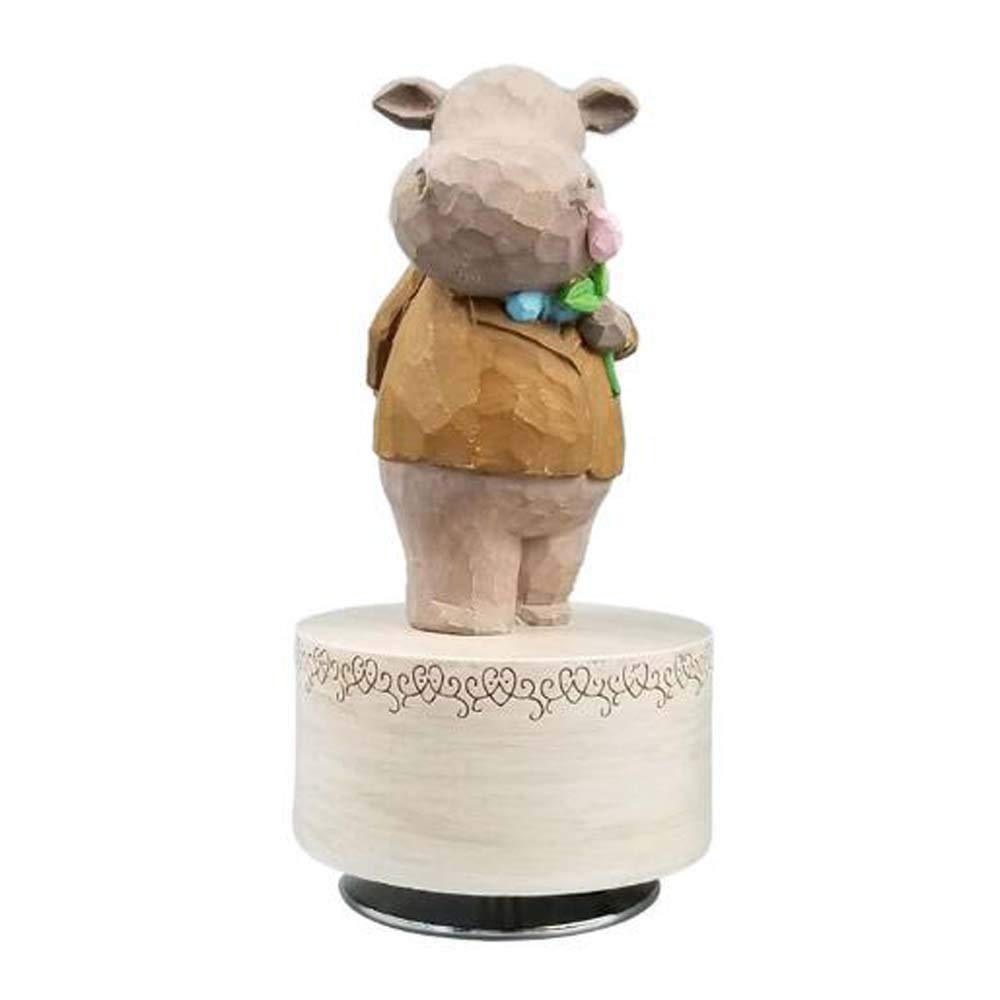 DFHEsdfD Musical jewellery box, Mr. Hippo Music Box Resin Wood Rotating 7 13cm Ornaments