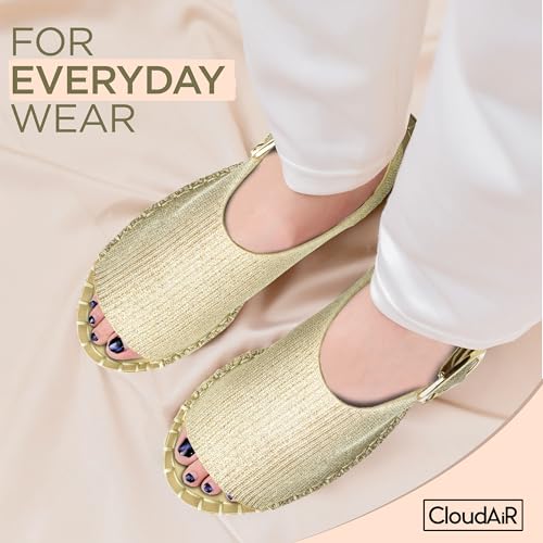 Image of CLOUDAIR Selina Women's Espadrille Wedge Sandals - Comfortable and Stylish Platform Slip On Sandals with Buckle Closure, Comfy Wedge Heels for Women, Fashion Summer Sandals