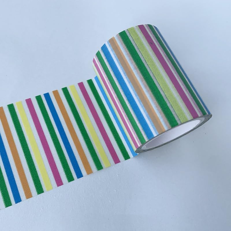 ZSALTT Cinta washi de rayas anchas para álbumes de recortes, cinta de papel washi a rayas para decoración de bricolaje (9854)