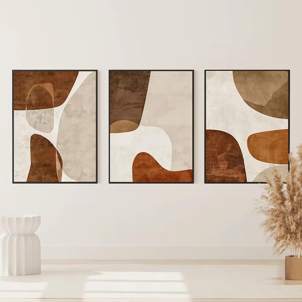 AEFOUU Abstract Beige Tan Wall Art Prints Posters Tan Minimalist Canvas Paintings Modern Living Room Home Decoration Pictures(70x100cm/28x40in/Frameless)