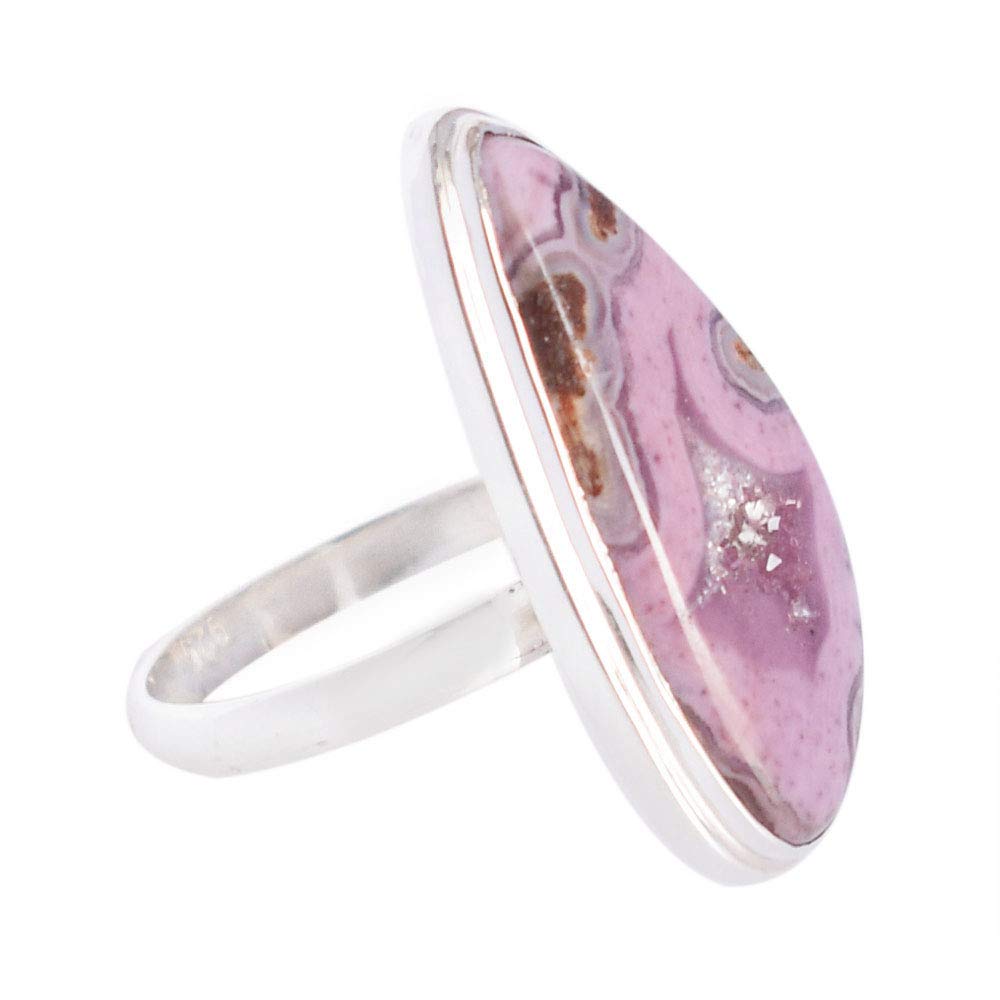 Plata de ley 925 en un anillo de ágata morada exclusivo de diseñador
