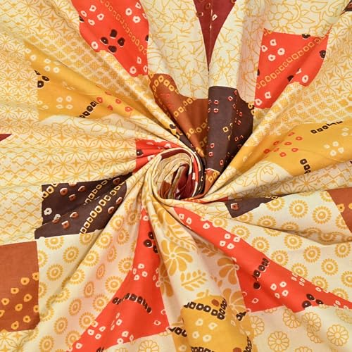 Image of 100% Cotton Single Bedsheet with 1 Pillow Cover | 240 TC Pure Cotton Flat Bed Sheet | Traditional Jaipuri Printed Bedding Set | Soft & Breathable | 60 x 90 Inch (Rangmahal Single 67)
