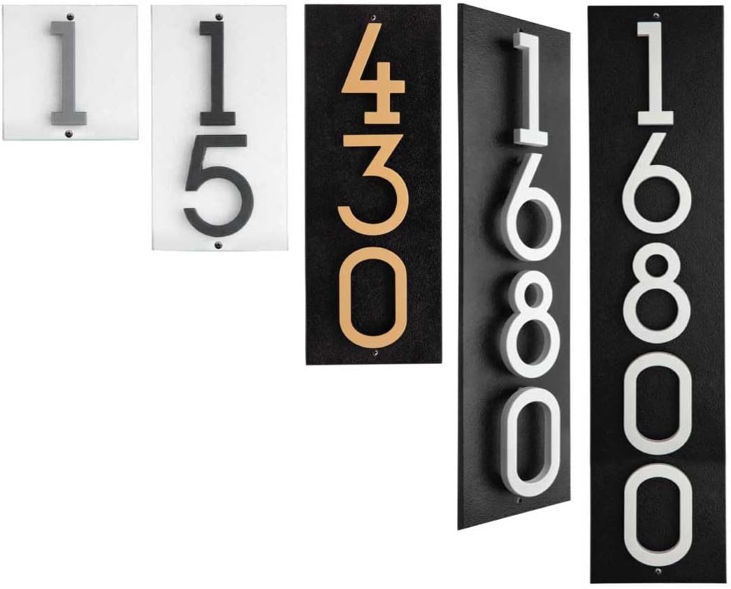 Whitehall Modern Floating 4.5 Inch Numbers Vertical Address Sign Wall Plaque - Personalized custom wall sign for your home. Exterior outdoor wall mounted. 2 background Colors and 4 Number Colors available for your house- Simple Installation
