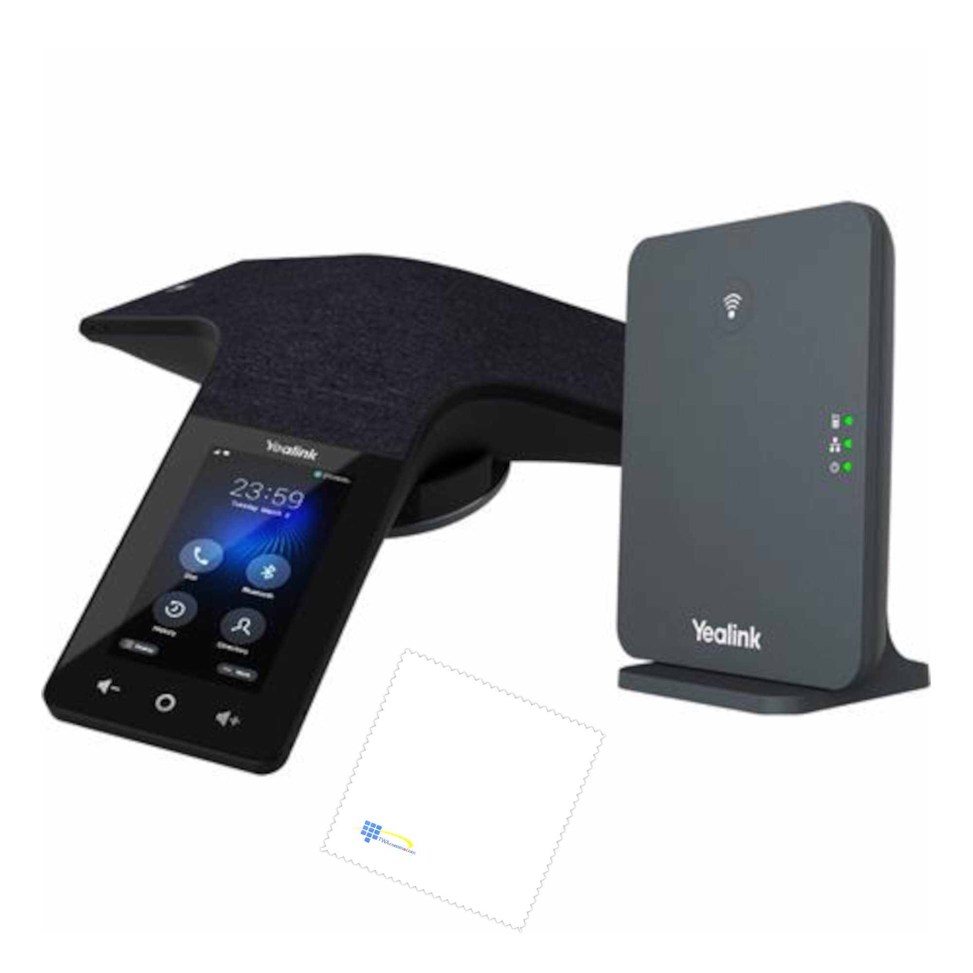 TWA Yealink Bundle of CP935W-Base HD Touch-Sensitive Wireless Phone System for Businesses with Small to Medium-Sized Conference Rooms Bundled with W70B and TWAComm Microfiber Cloth