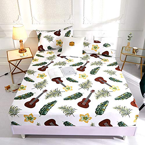 Bed Sheet Polyester Printing Bed Mattress Set with Four Corners and Elastic Band Sheets Hot (Pillowcases Need Order) 160X200X25cm conglinxiaodiao Cover