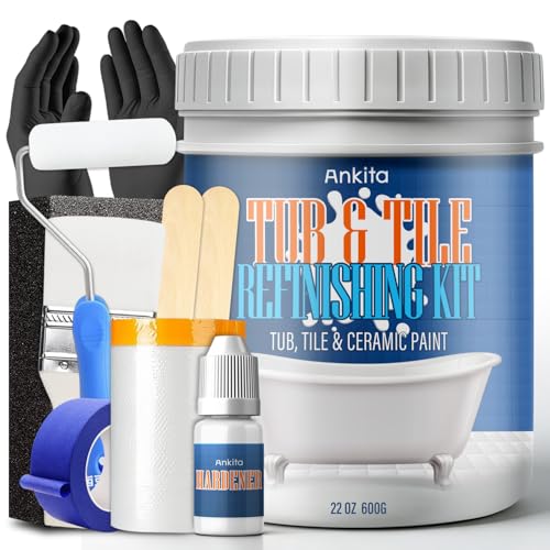 Specialty Tub and Tile Paint, Water-based Tub and Tile Refinishing Kit with Tools, Quick-Dry Tub Paint for Bathtub, No Odor Shower Paint, Bathroom Tile Paint, User-friendly on Tubs, Tile, Shower, Sink (Pure White)