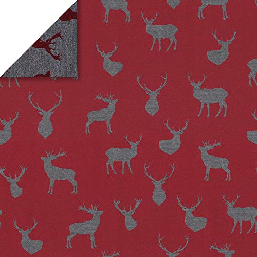 Stoff Meterware Hirsch Jacquard - Weihnachten, Winter, Decken, Plaids,...