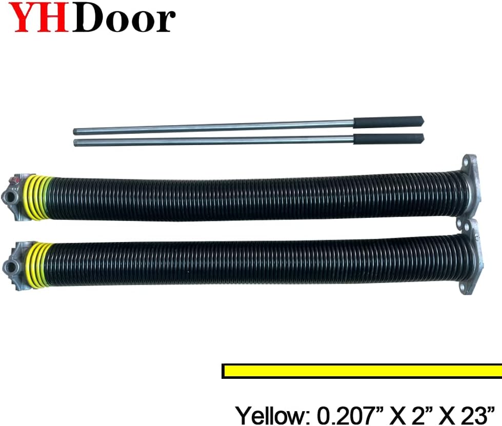 Pair of 2" Garage Door Torsion Springs with Non-Slip Winding Bars, Quality Precision Electrophoresis Black Coated, Minium Life 18,000 Cycles (.207 x 2 x 23)
