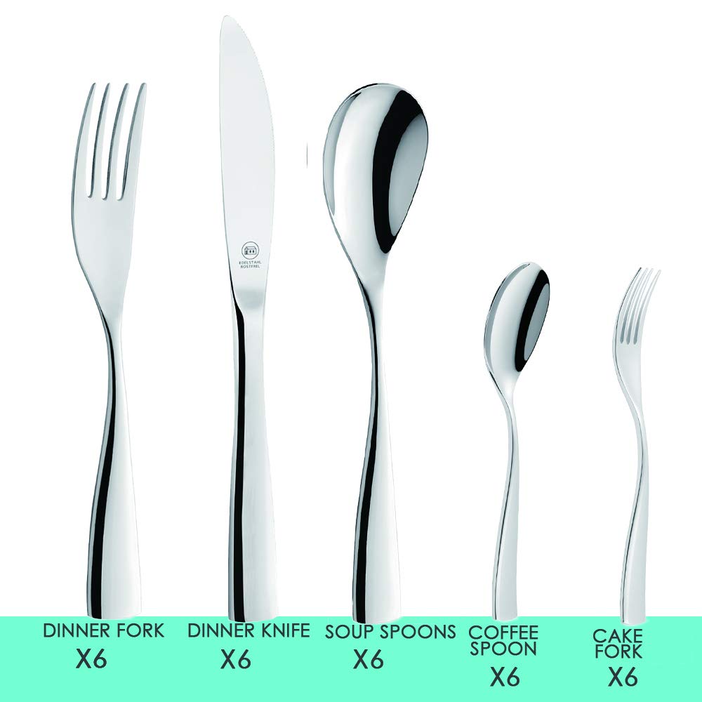 CS Kochsysteme 043278 sztućce, stal nierdzewna, 30-częściowy, srebrny, 38 x 28,3 x 4,40 cm,