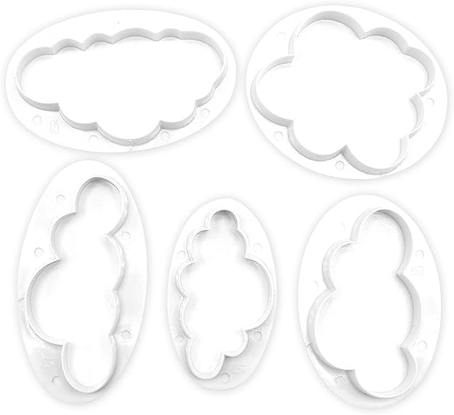 Jagowa 5PCS Cloud Cookie Cake Cutter Cloud Shape Mold Cake Decoration Baking Accessory Fondant Embossing Tool Cake Handmade Craft DIY