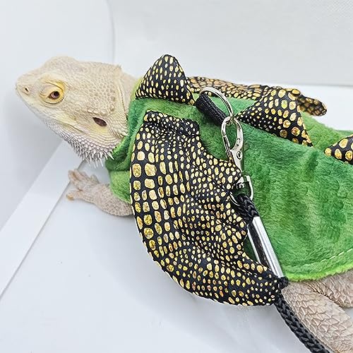 Image of 3 Packs Bearded Dragon Harness and Leash Adjustable(S,M,L) - Soft Leather Reptile Lizard Leash for Amphibians and Other Small Pet Animals (Dinosaur)